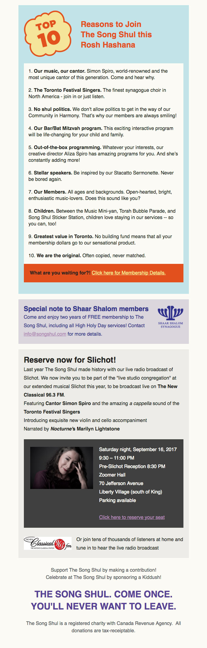 Ariel Cotton visual web identity logo design front-end web development the song shul email newsletter