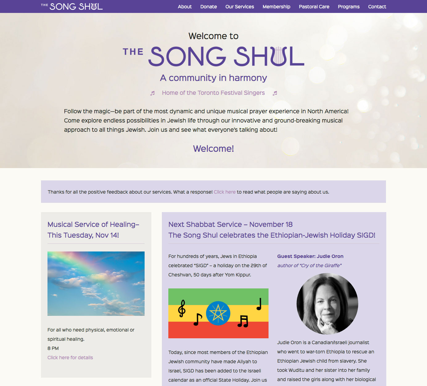 Ariel Cotton visual web identity logo design front-end web development the song shul