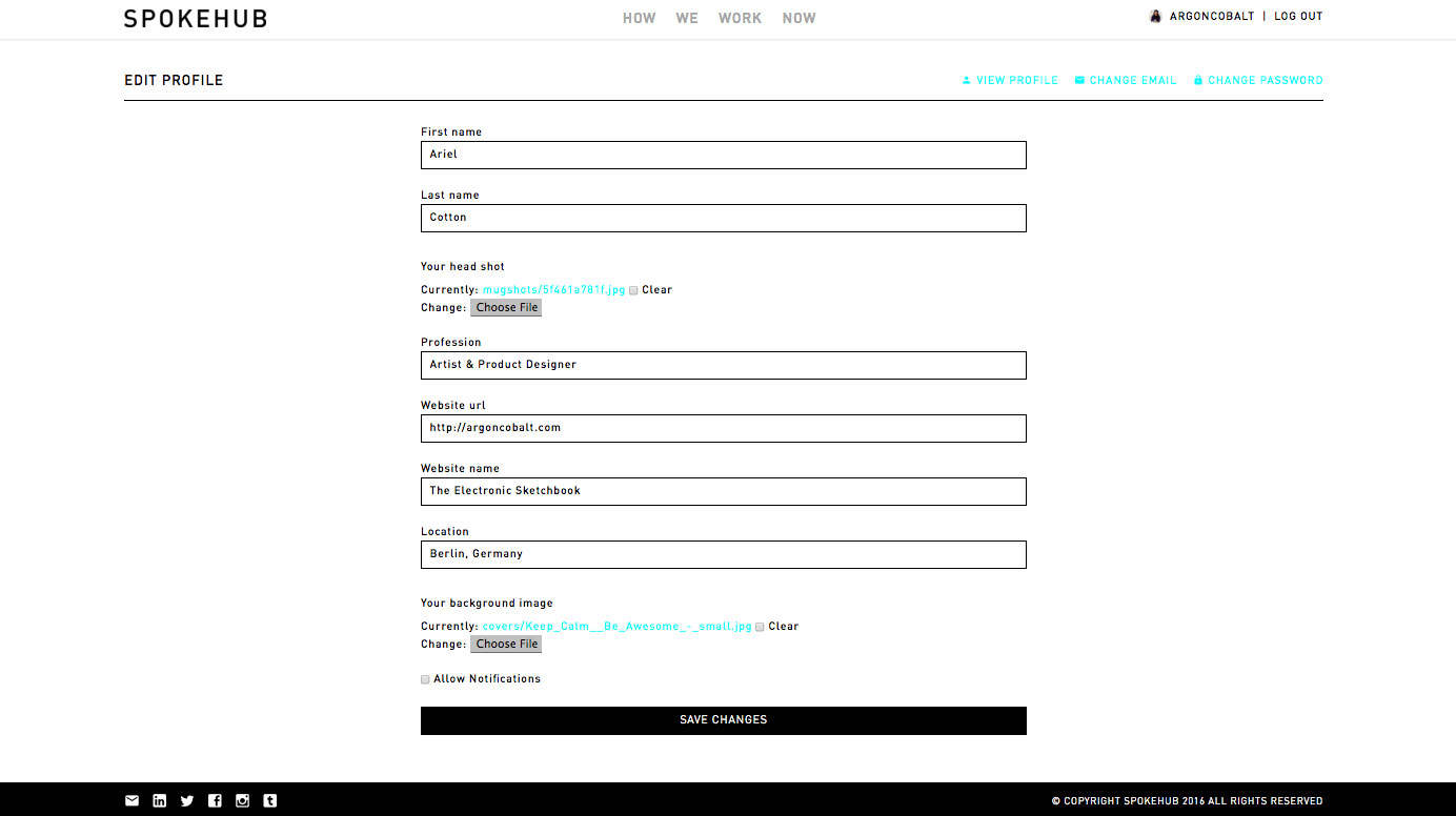Ariel Cotton UI UX Design Spokehub Berlin Hub Edit Profile