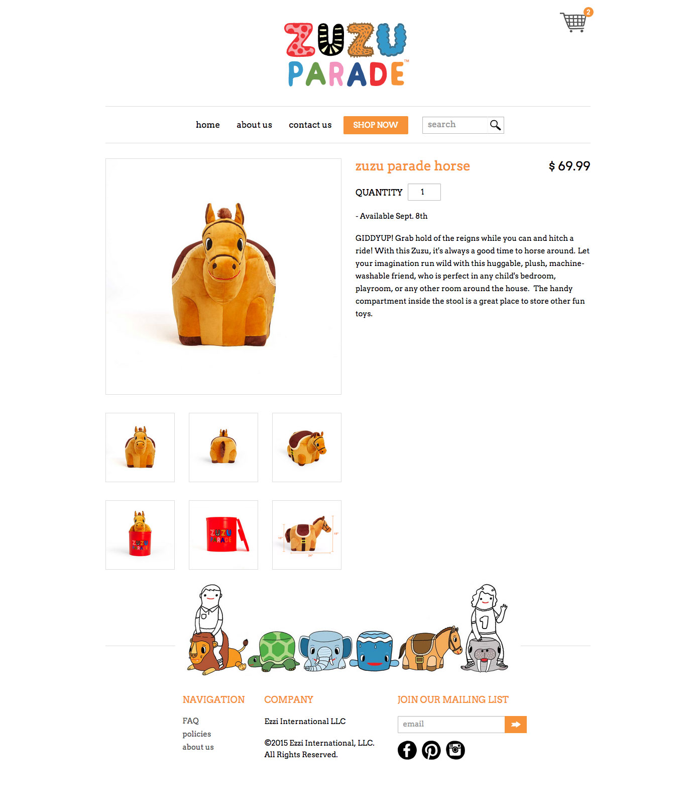 Ariel Cotton UI UX Design Zuzu Parade Toy Animal Stools Ezzi Ecommerce Shopify