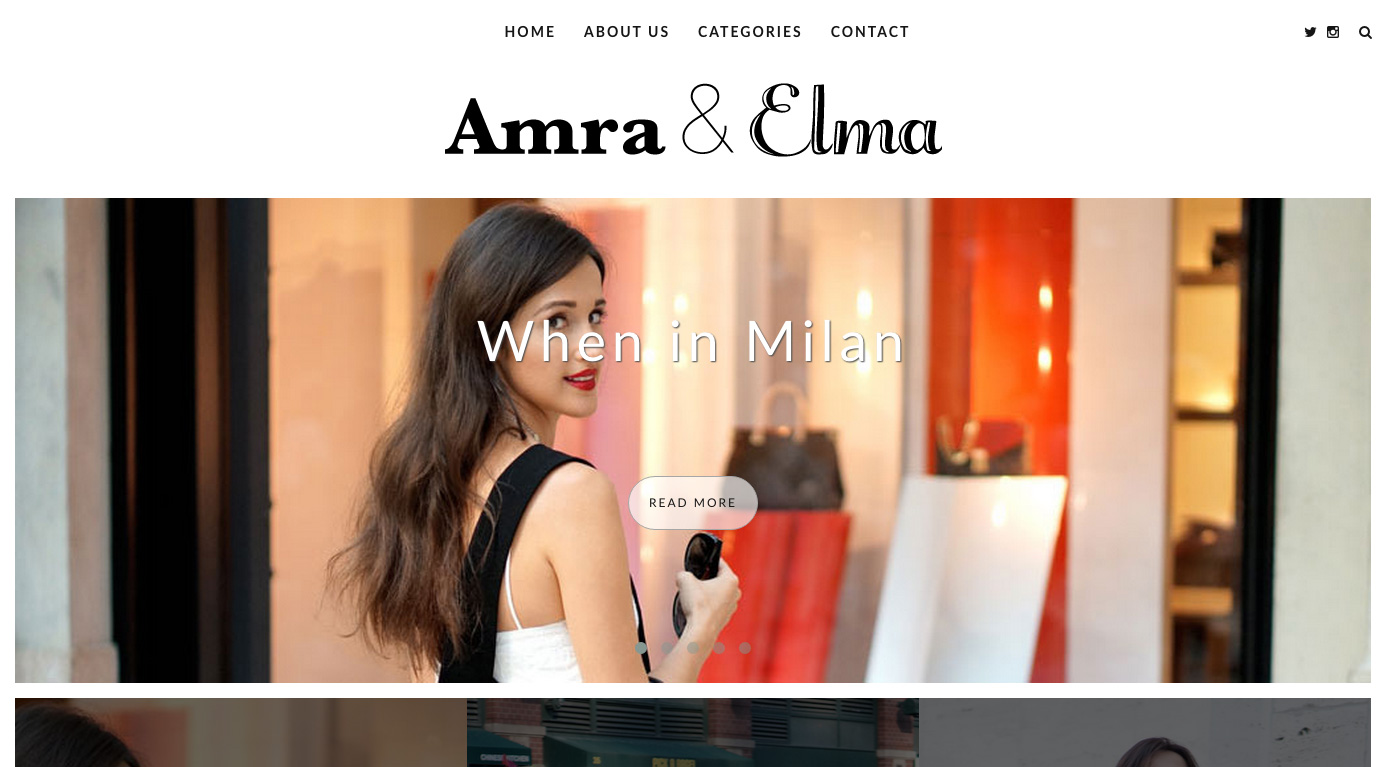 Ariel Cotton Amra & Elma Fashion Blogging Website Visual Design